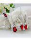 Fashion Red Alloy Diamond Geometric Bracelet Necklace Stud Earrings Set