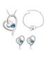Fashion White Alloy Set Zirconium Heart Stud Earrings Bracelet Necklace Set