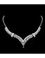 Fashion Silver Geometric Diamond Drop Earrings Necklace Bracelet Set