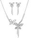 Fashion Silver Geometric Diamond Butterfly Tassel Drop Earrings Necklace Set