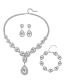 Fashion Three-piece Set Geometric Diamond Stud Necklace Bracelet Set
