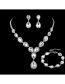 Fashion Three-piece Set Geometric Diamond Stud Necklace Bracelet Set