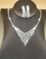 Fashion Three-piece Set Geometric Diamond Tassel Stud Earrings Bracelet Necklace Set