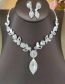 Fashion 754+600 Three-piece Set Geometric Diamond Stud Necklace Bracelet Set