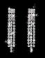 Fashion Silver Geometric Diamond Drop Earrings Tassel Necklace Set