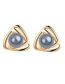 Fashion Silver Yellow Alloy Pearl Triangle Stud Earrings