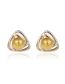 Fashion Silver Yellow Alloy Pearl Triangle Stud Earrings