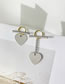 Fashion Two-color Pure Copper Colorblock Heart Asymmetric Stud Earrings