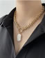Fashion Silver Alloy Shaped Pearl Chain Necklace