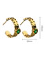 Fashion Green Titanium Diamond Geometric C-shaped Stud Earrings