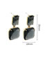 Fashion Black Pure Copper Square Transparent Crystal Stud Earrings