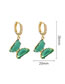 Fashion Green Bronze Zirconium Butterfly Stud Earrings