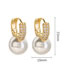 Fashion Gold Brass-set Zirconium-set Pearl Earrings