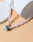 Fashion White Geometric Pearl Beaded Heart Necklace