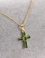 Fashion Lake Blue Bronze Zircon Cross Pendant Necklace