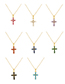 Fashion Navy Blue Bronze Zircon Cross Pendant Necklace