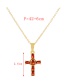 Fashion Navy Blue Bronze Zircon Cross Pendant Necklace
