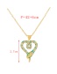 Fashion Navy Blue Bronze Zircon Dripping Serpentine Heart Pendant Necklace