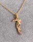 Fashion Gold Bronze Zircon Tortoise Pendant Necklace