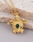 Fashion Gold Bronze Zircon Tortoise Pendant Necklace