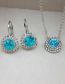 Fashion Silver + Sea Blue Alloy Diamond Geometric Hoop Necklace Set