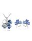 Fashion Light Blue Alloy Diamond Geometric Stud Necklace Set