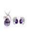 Fashion Purple Alloy Diamond Geometric Stud Necklace Set