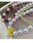 Fashion Yellow Duck Geometric Pearl Copper Beaded Duck Double Layer Necklace