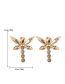 Fashion Champagne Alloy Diamond Dragonfly Stud Earrings