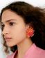 Fashion Red Orange Color Geometric Rice Beaded Daisy Stud Earrings