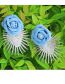 Fashion Blue Fabric Flower Earrings