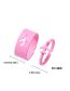 Fashion Pink Frosted Cartoon Small Airplane Open Ring Set