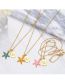 Fashion Pink Bronze Diamond Crescent Square Starfish Necklace