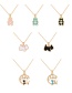 Fashion Pink Alloy Drip Bear Pendant Necklace