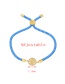Fashion Blue Braided Bracelet With Bronze Zircon Round Shell Portrait