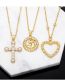 Fashion C Brass Diamond Heart Necklace
