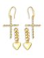 Fashion A Brass Diamond Cross Stud Earrings