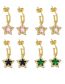 Fashion Green Brass Diamond Pentagram Stud Earrings