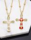Fashion Red Copper Drop Oil And Diamond Cross Necklace