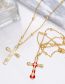 Fashion Red Copper Drop Oil And Diamond Cross Necklace