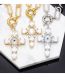 Fashion C (silver) Brass Diamond Cross Eye Necklace