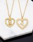 Fashion B Bronze Diamond Heart Bird Necklace