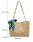 Fashion Khaki Geometric Straw Large Capacity Shoulder Bag