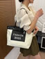 Fashion Brown Canvas Letter Print Large Capacity Shoulder Bag