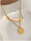 Fashion Gold Titanium Alphabet Round Plate Double Layer Necklace