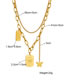 Fashion Gold Titanium Steel Butterfly Alphabet Tag Double Layer Necklace