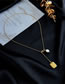 Fashion Gold Titanium Steel Letter Square Pearl Necklace