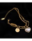 Fashion Gold Titanium Steel Pearl Heart Medal Bracelet