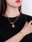 Fashion Gold Titanium Carved Palm Bracelet Necklace Set