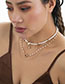 Fashion Gold Alloy Diamond Geometric Pearl Beaded Disc Fringe Rudder Multilayer Necklace